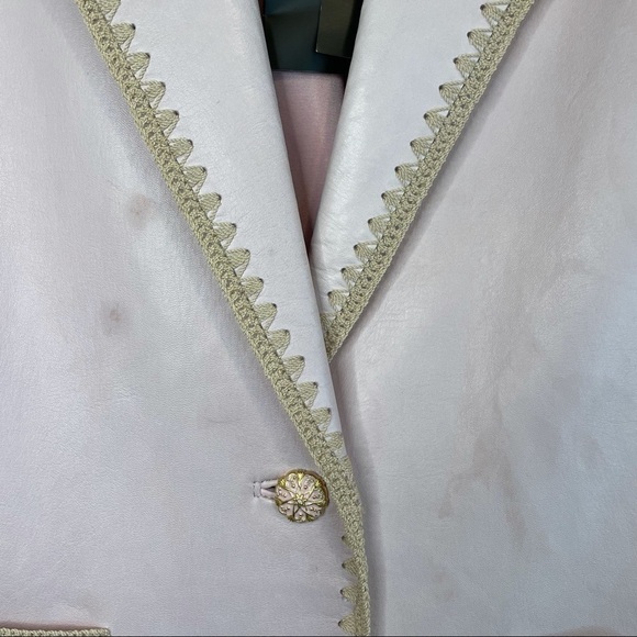 NWT ST. JOHN Lamb Leather Silk Light Pink Blazer Jacket 12 - Picture 12 of 16